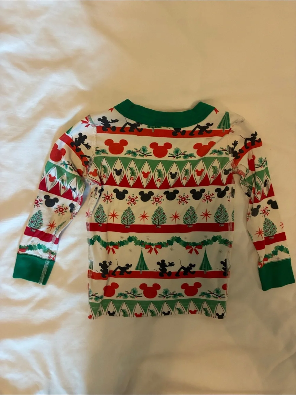 Hanna Andersson Red, Green & White Holiday Mickey Pajama Set